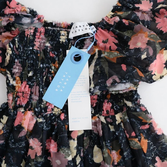Tanya Taylor Mini Glenda  Navy & Pink Floral A-line Dress XXS NWT - Picture 6 of 8